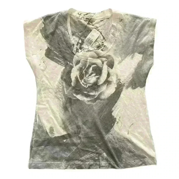 NWT Forever 21 Y2K Rose Tattoo Gem Knit Top - Picture 1 of 4